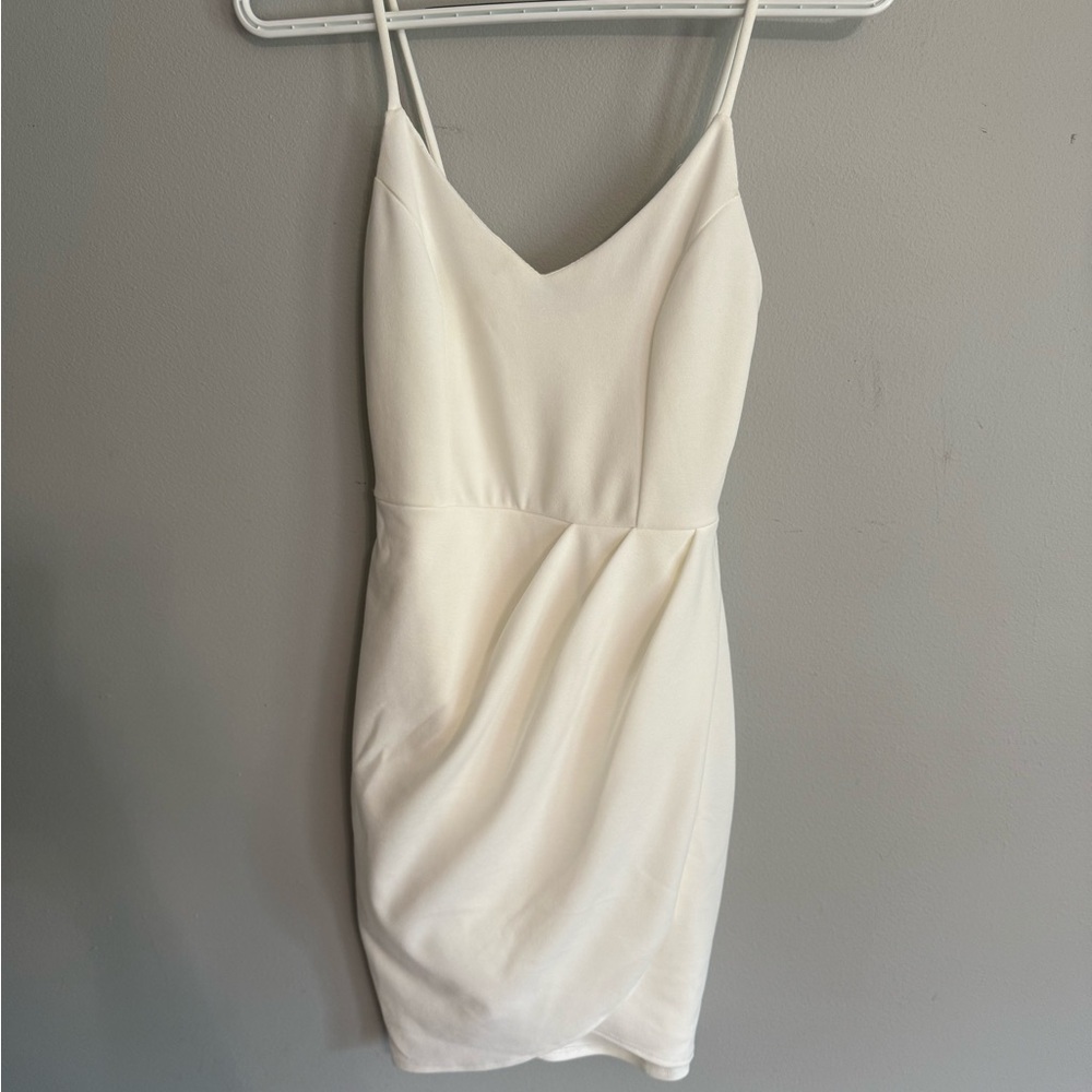 Lulu's Cream Spaghetti Strap Mini Dress